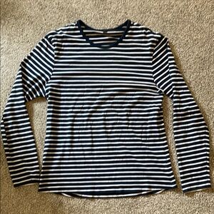 Lululemon Athletica Blue and White Fitted Long Sleeve Tee